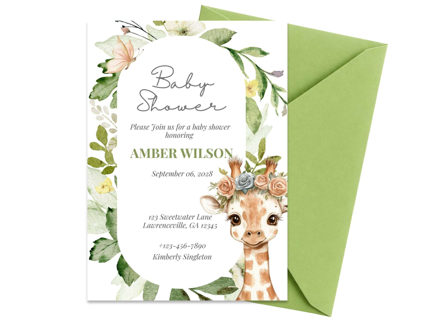Giraffe Baby Shower Invitation | Instant Download