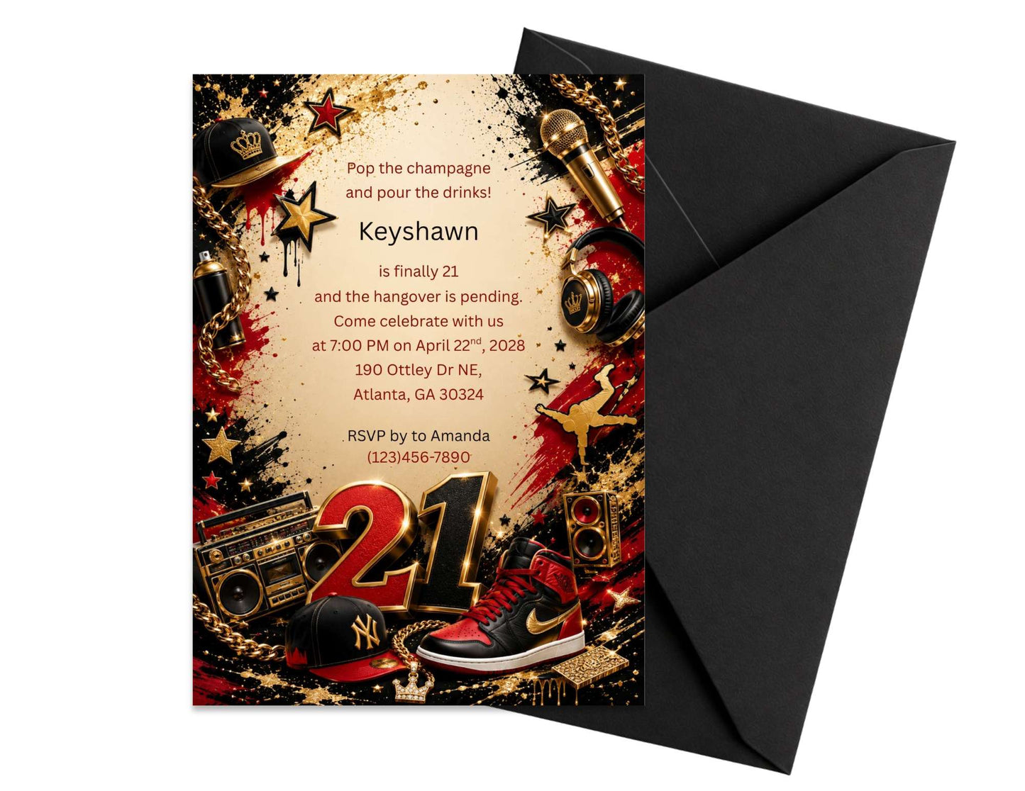 Sneaker Culture 21st Birthday Invitation Template #2 | Editable in Canva | 5" x 7" Digital Download