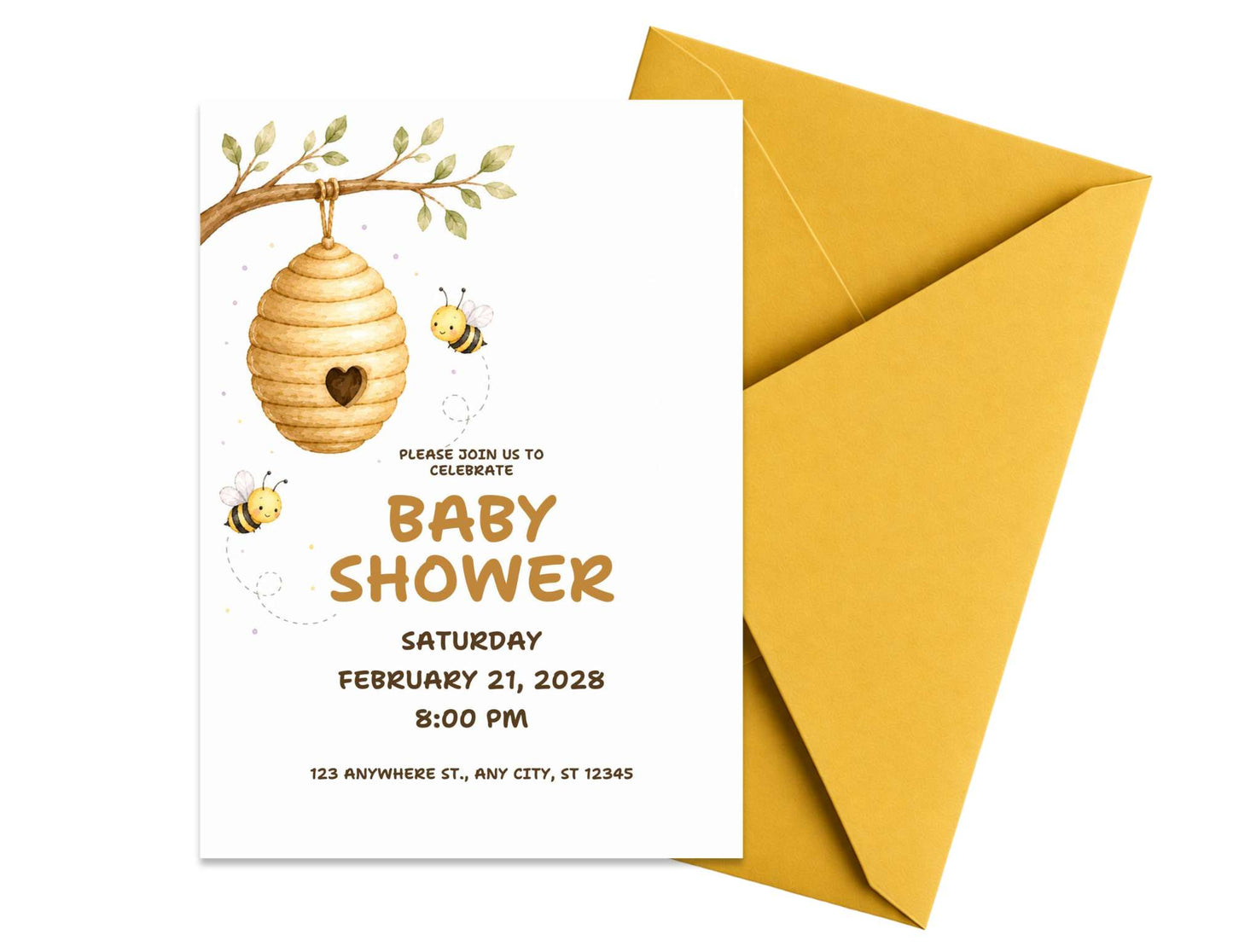 Beehive Invitation Template | Editable in Canva | 5" x 7" Digital Download