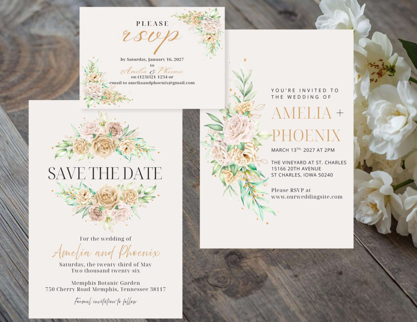 Rustic Flowers Wedding Invitation | Editable Template| Instant Download