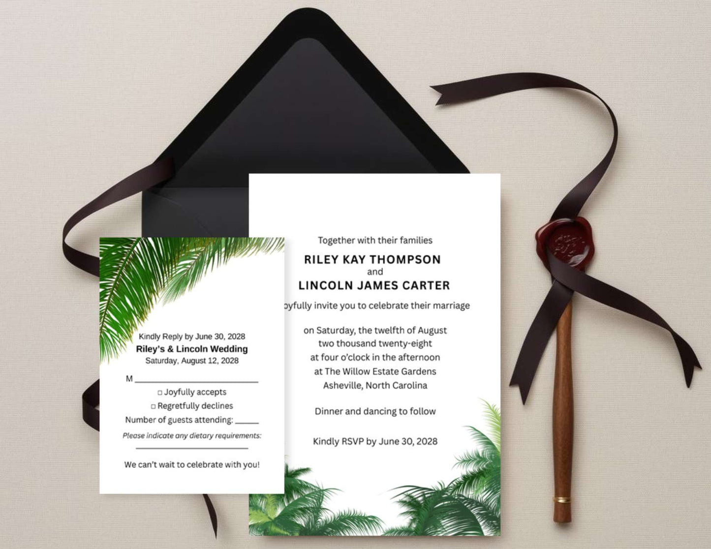 Tropical Wedding Invitation | Instant Download