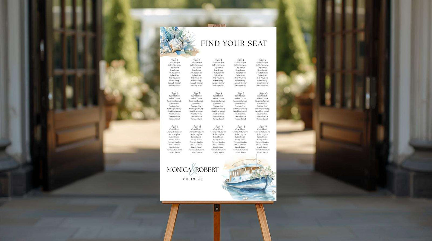 Seashell Wedding Seating Chart | Instant Download