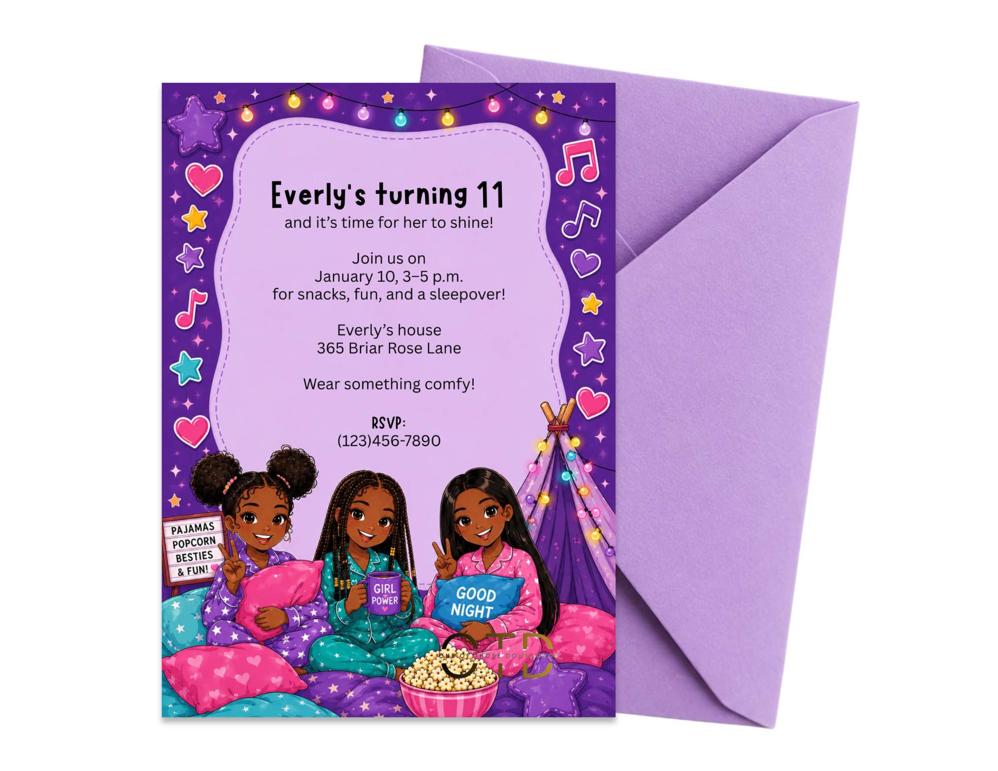 Pajama Party Invitation Template | Editable in Canva | 5" x 7" Digital Download