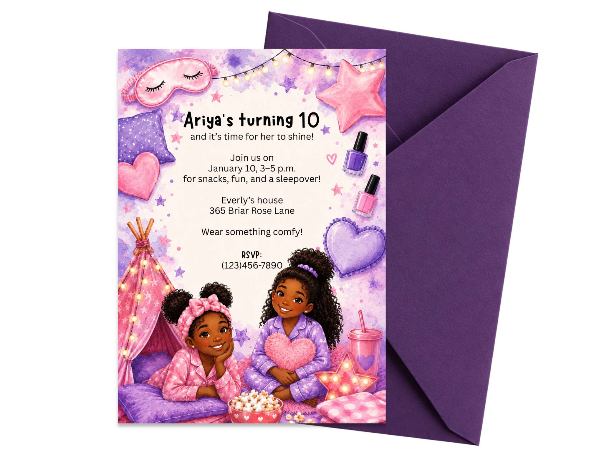 Friends Sleepover Party Invitation Template | Editable in Canva | 5" x 7" Digital Download