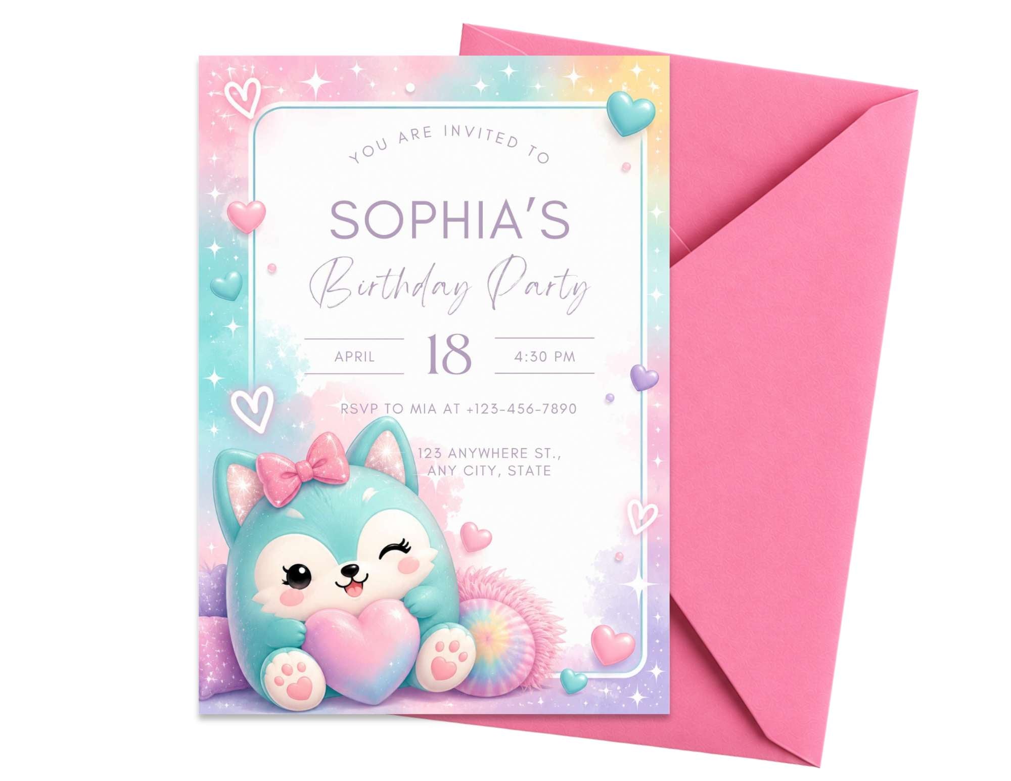 Squish Birthday Invitation Template | Editable in Canva | 7" x 5" Digital Download