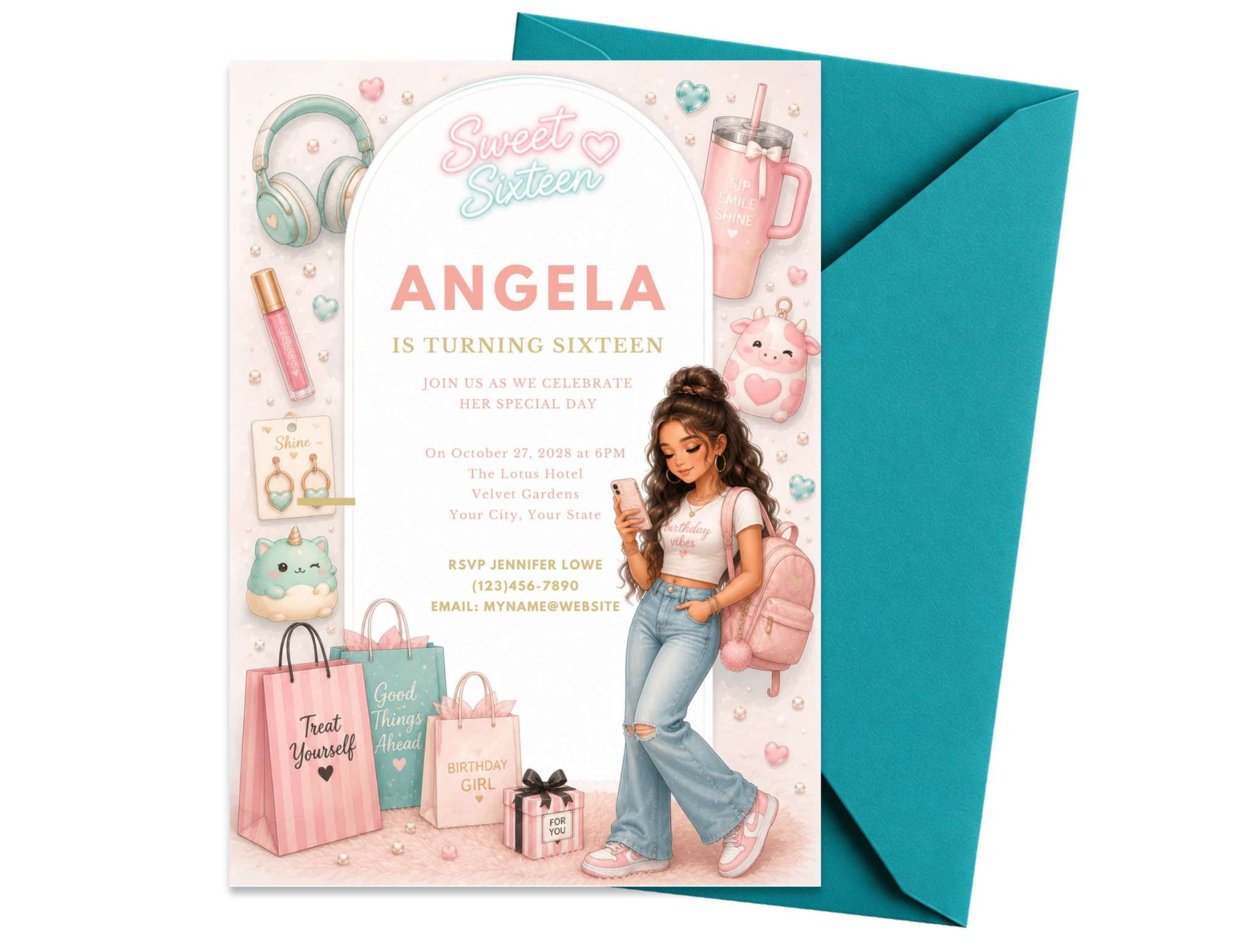 Teen Fashionista Birthday Invitation Template | Editable in Canva | 7" x 5" Digital Download