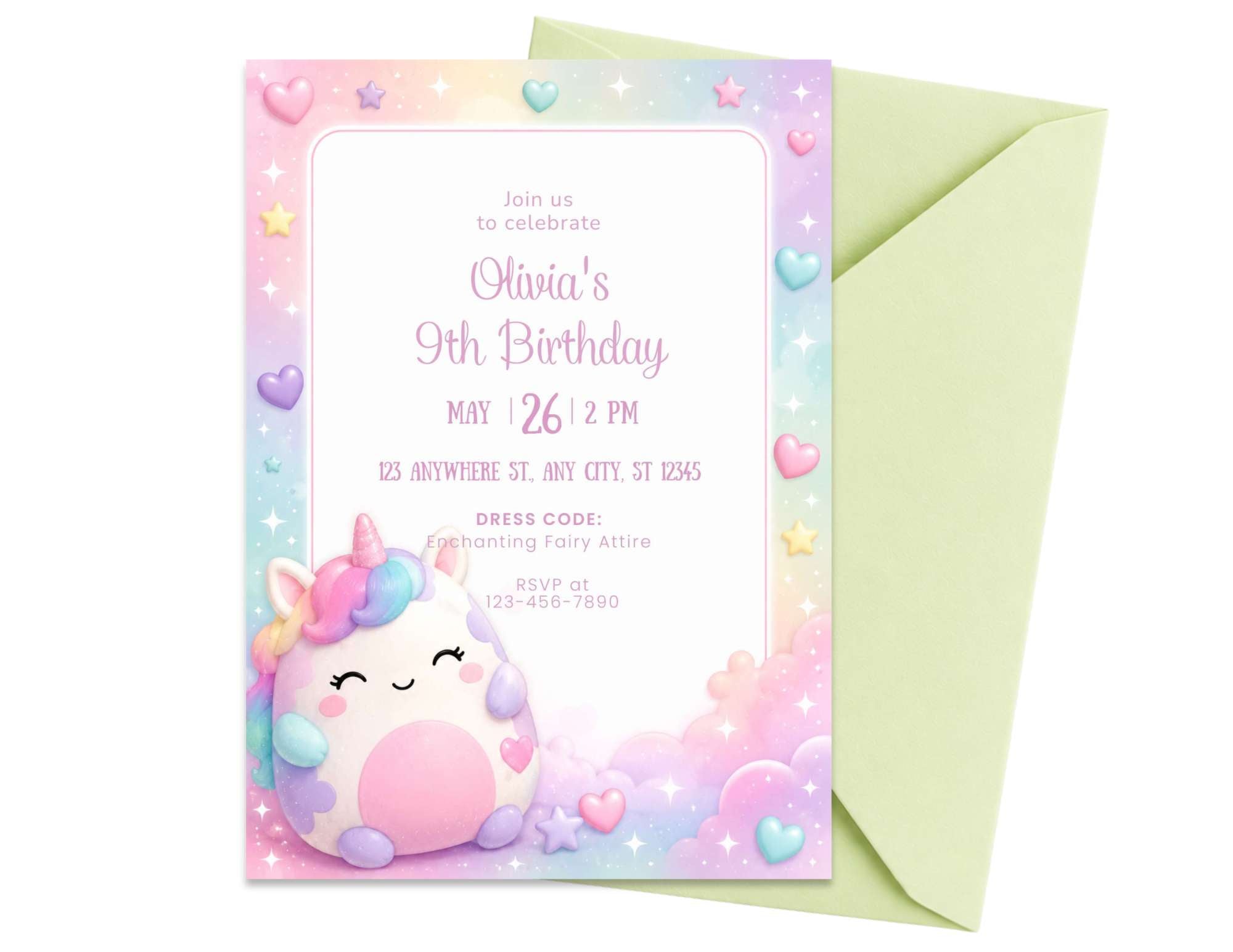 Squish Birthday Invitation Template #2 | Editable in Canva | 7" x 5" Digital Download
