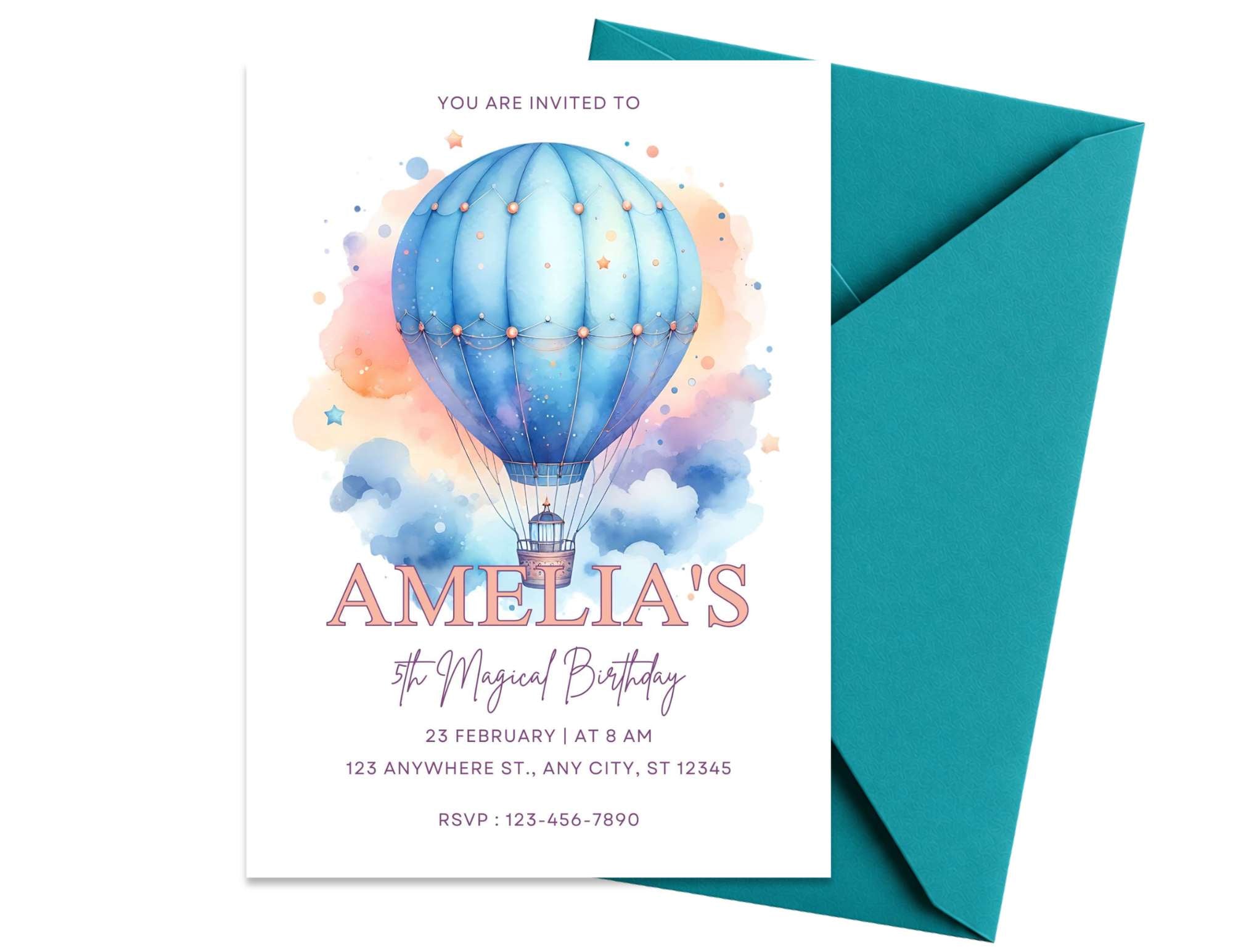 Balloon Birthday Invitation | Instant Download