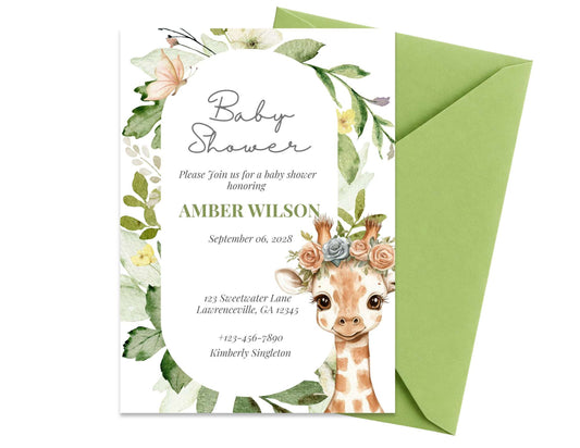 Giraffe Baby Shower Invitation | Instant Download