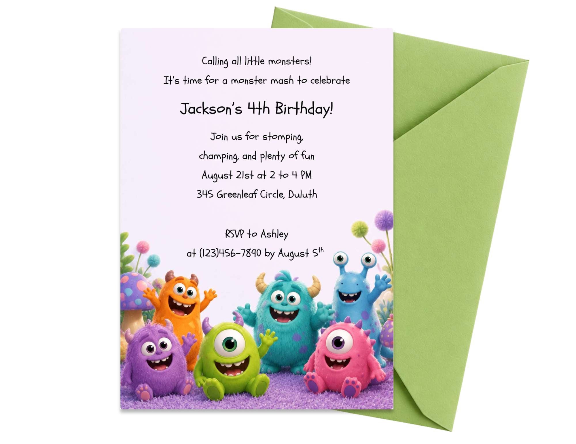 Little Monsters Birthday Invitation Template | Editable in Canva | 5" x 7" Digital Download