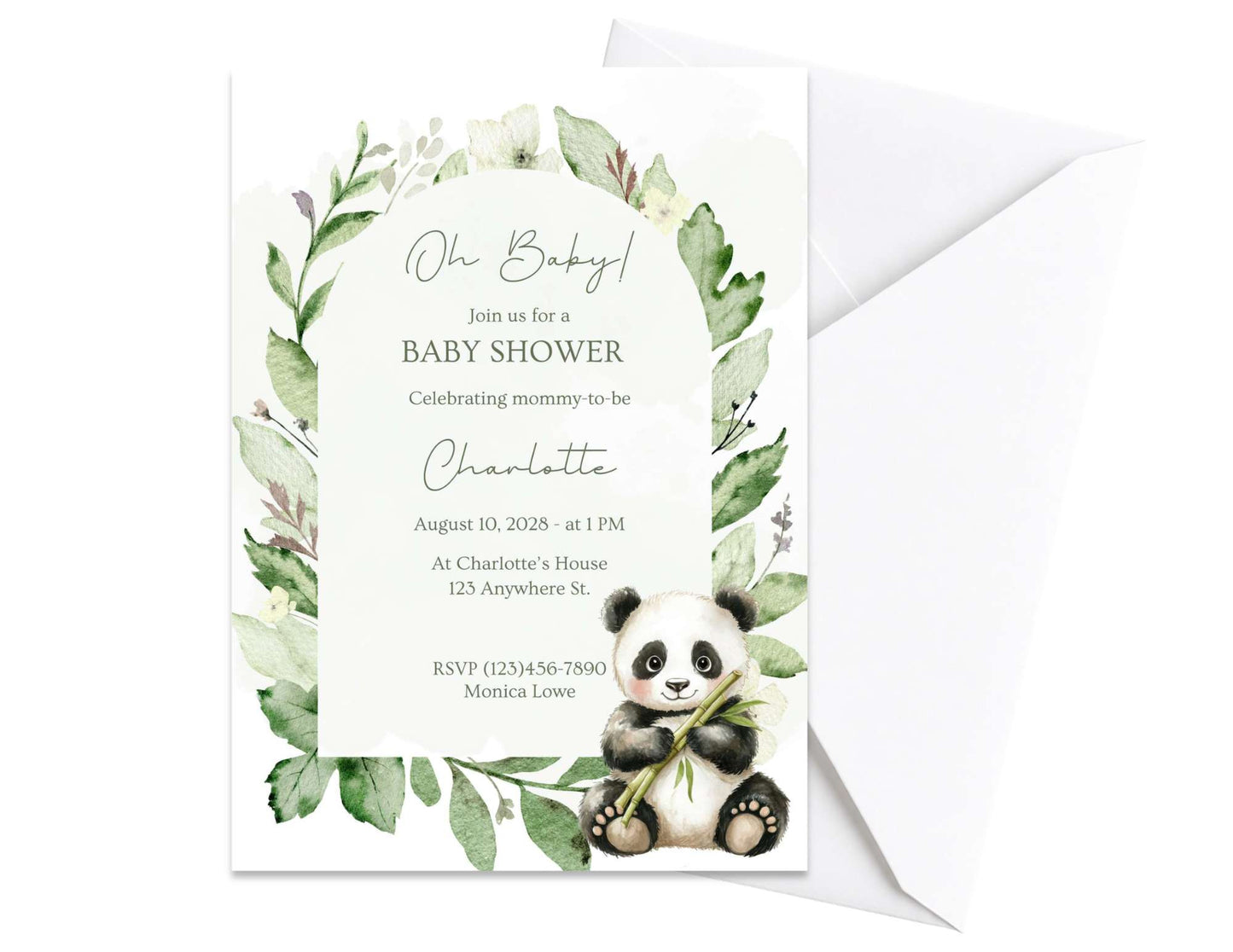 Panda Baby Shower Invitation | Instant Download