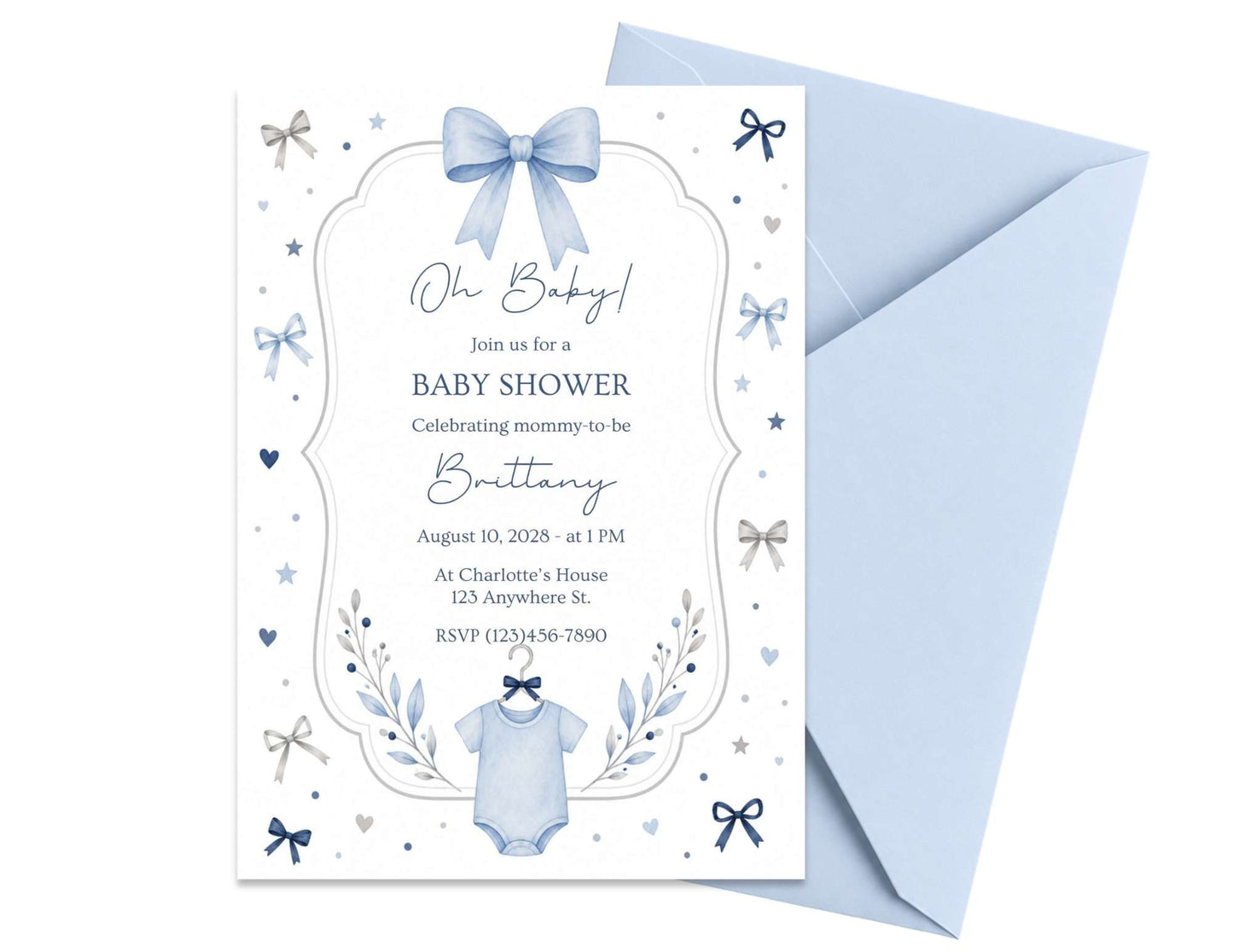 Baby Onesies Baby Shower Invitation Template #2 | Editable in Canva | 5" x 7" Digital Download