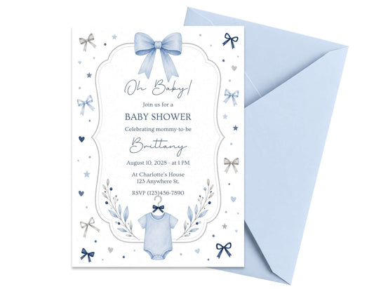 Oh, Baby Shower Invitation Template #2 | Editable in Canva | 5" x 7" Digital Download