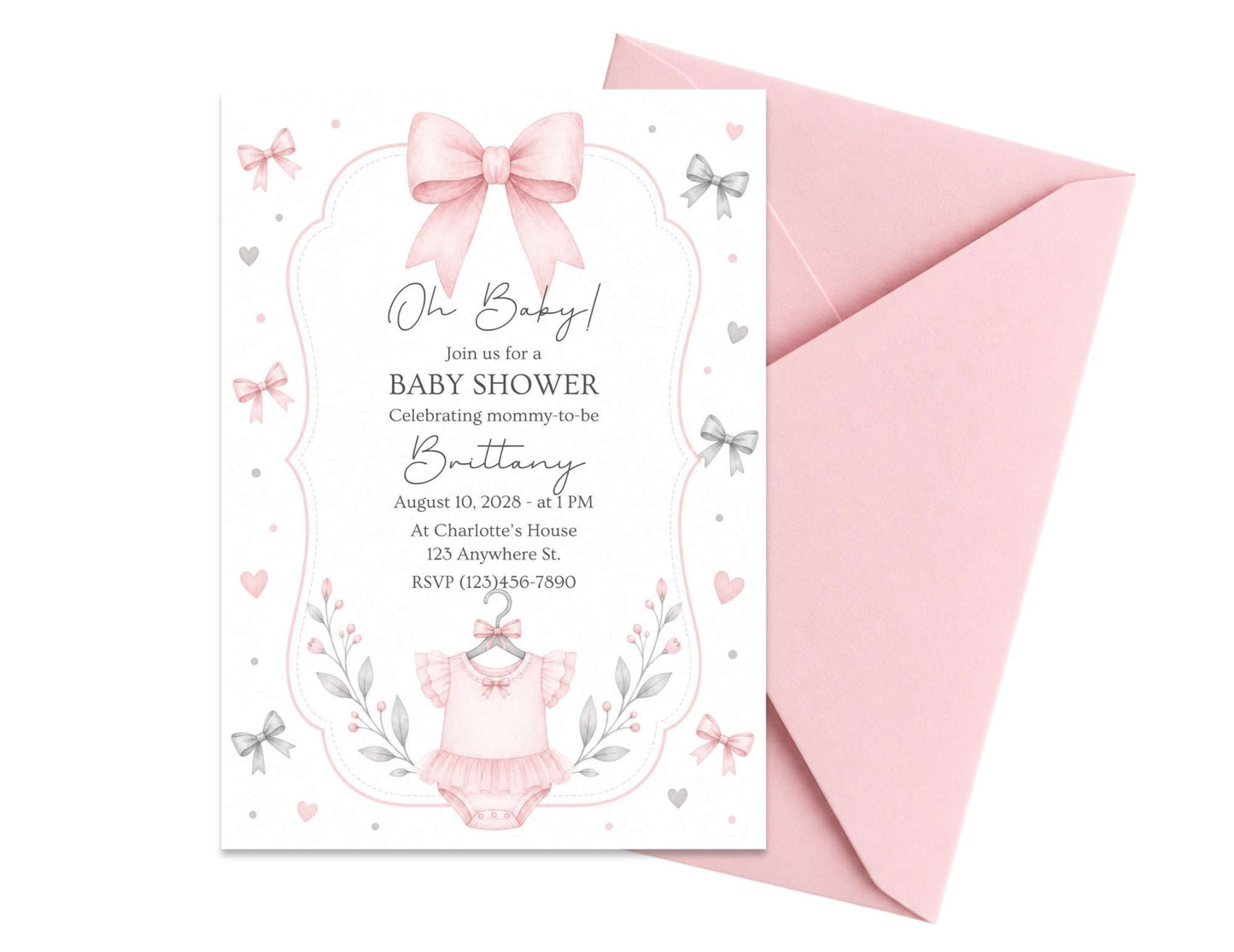 Baby Onesies Baby Shower Invitation Template | Editable in Canva | 5" x 7" Digital Download