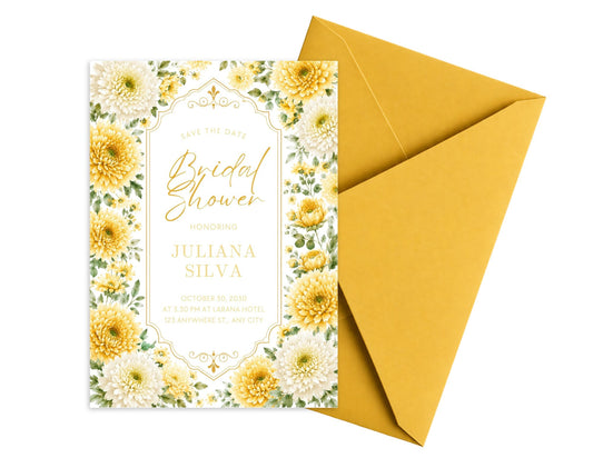 Yellow Sunflower Invitation Template | Editable in Canva | 5" x 7" Digital Download