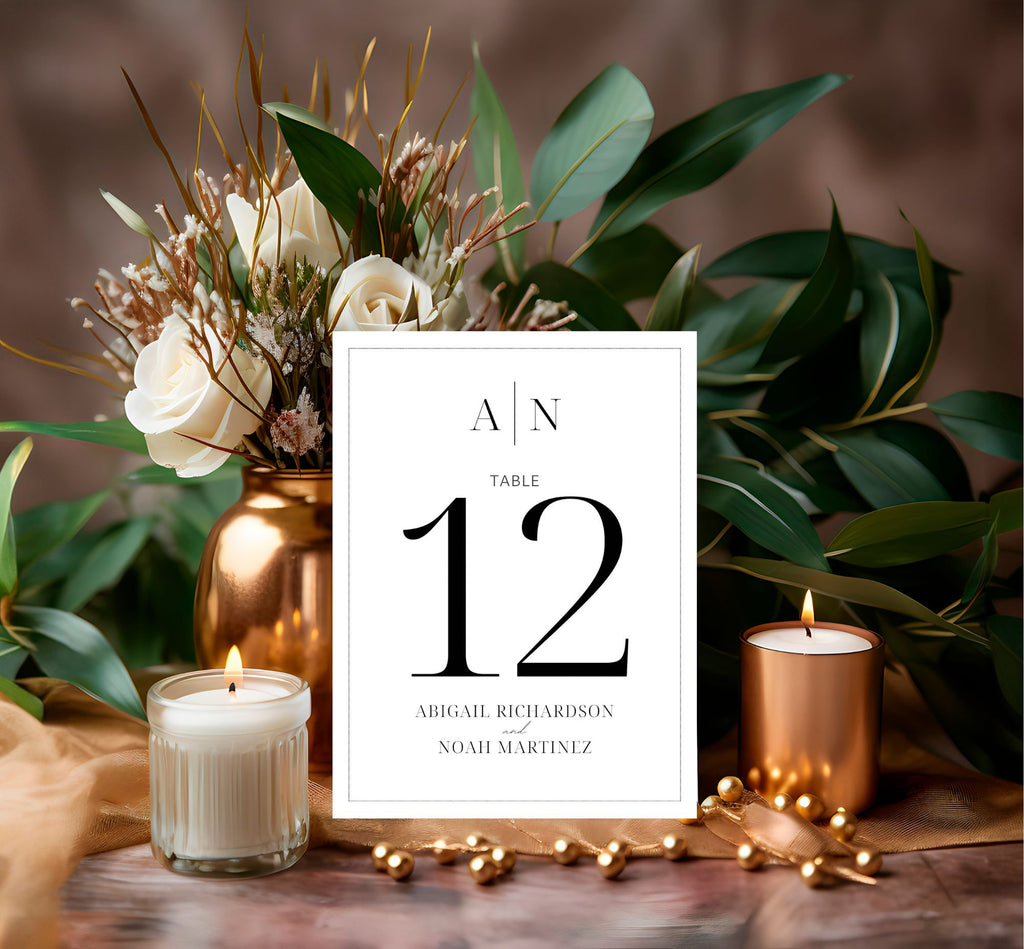 Classic Table Number | Wedding Signs Template | Downloads