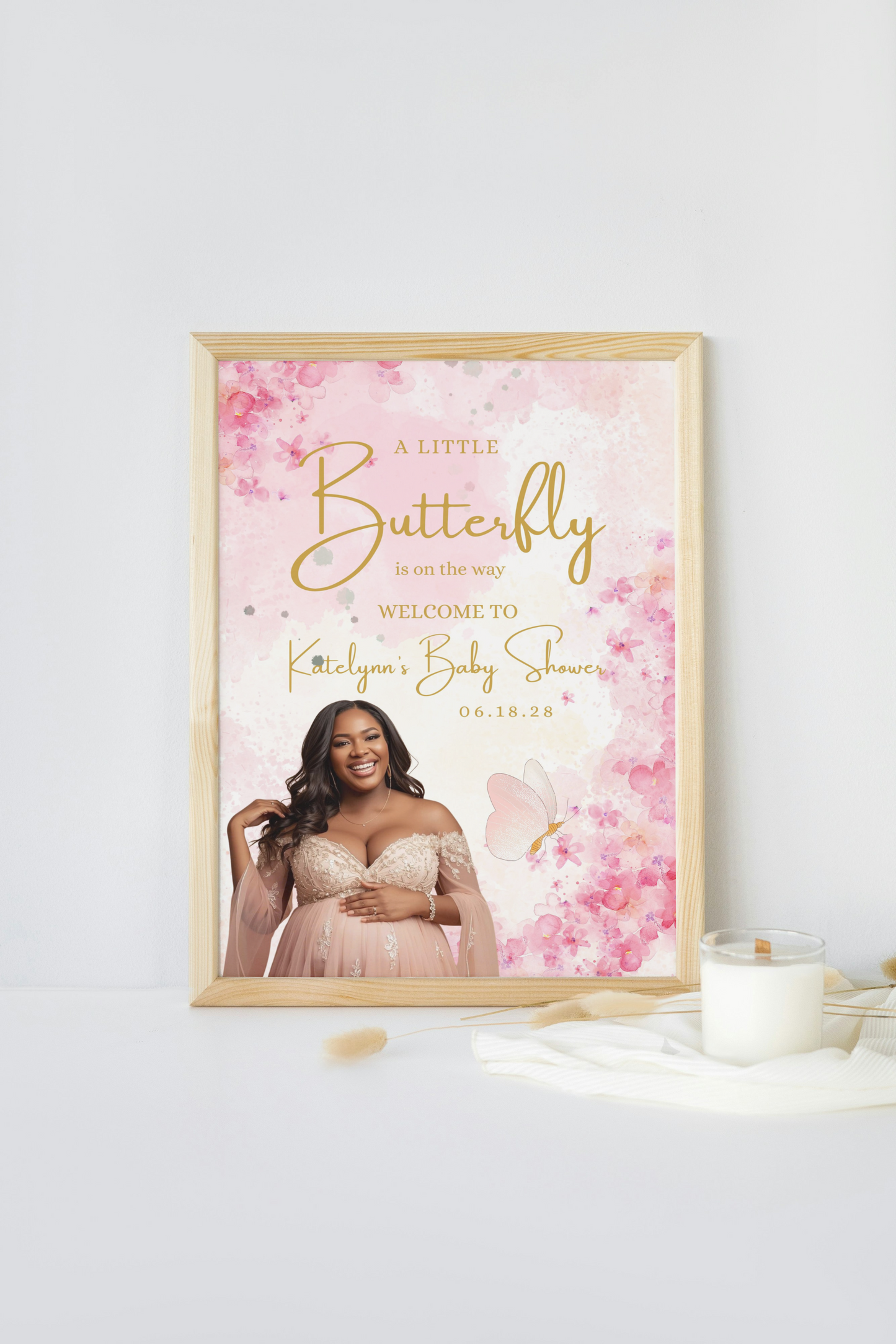 Butterfly Baby Shower Welcome Sign Template | Instant Download