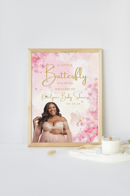 Butterfly Baby Shower Welcome Sign Template | Instant Download