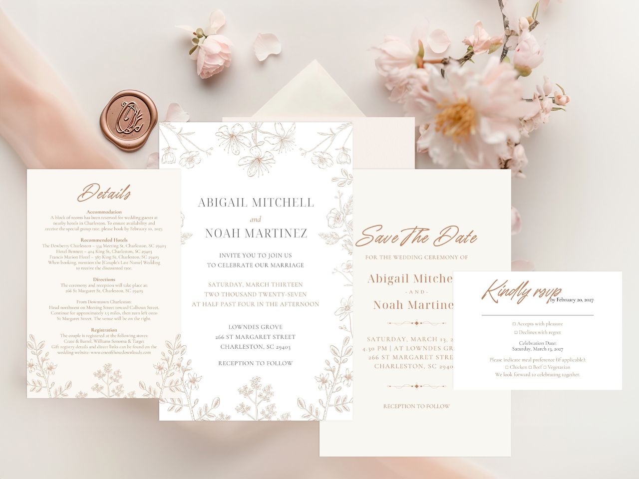 Editable Invitation Template | Pastel Floral Invite | Digital Downloads