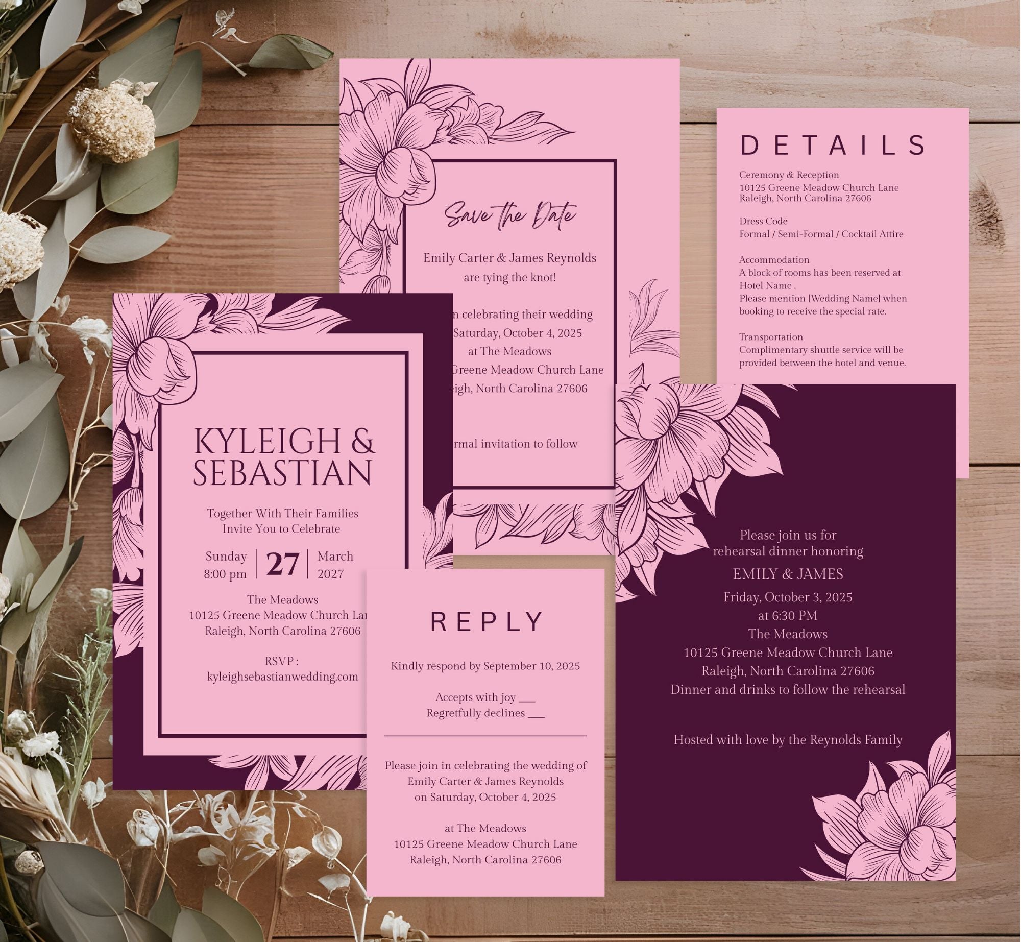 Editable Wedding Invitation Template | Floral Invite | Evite | Instant Download