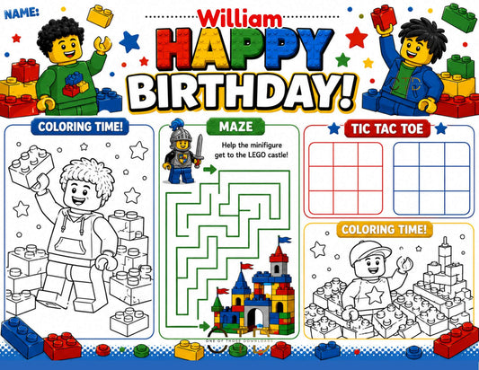 Building Blocks Party Activity Sheet Template | Editable in Canva | 8.5" x 11" Digital Download
