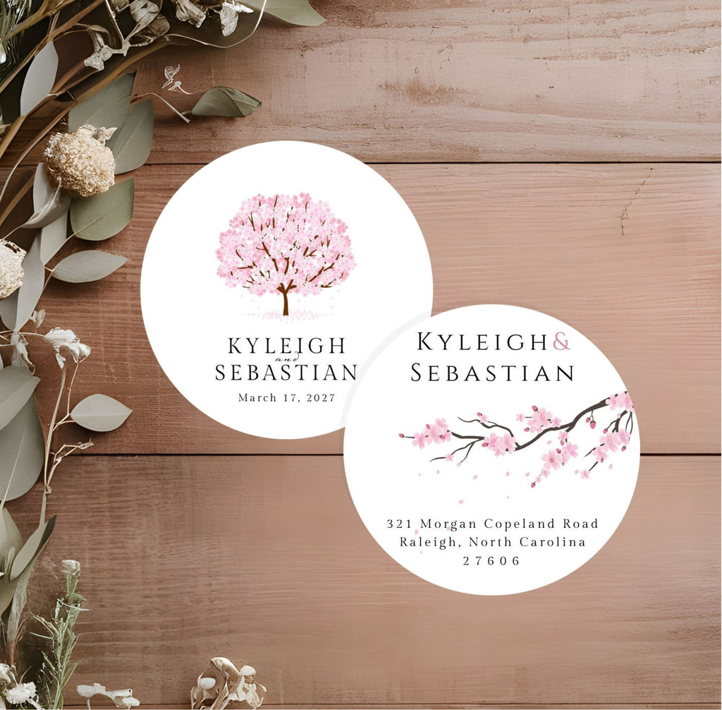 Address Label Template | Personalized Stickers for Guests | Editable Address Label | Cherry Blossom