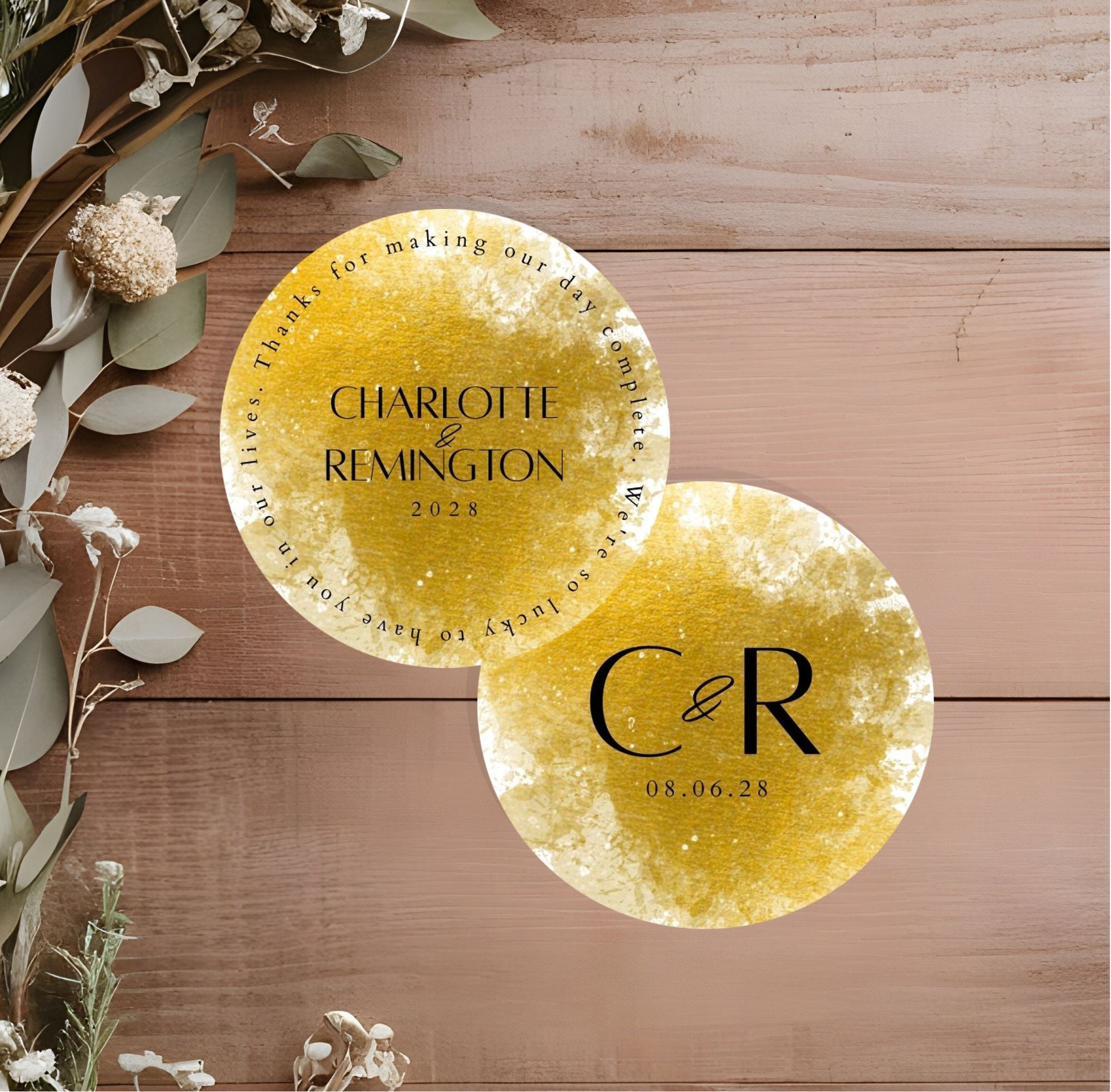 Label Template | Personalized Stickers | Faux Gold | Editable Favor Labels