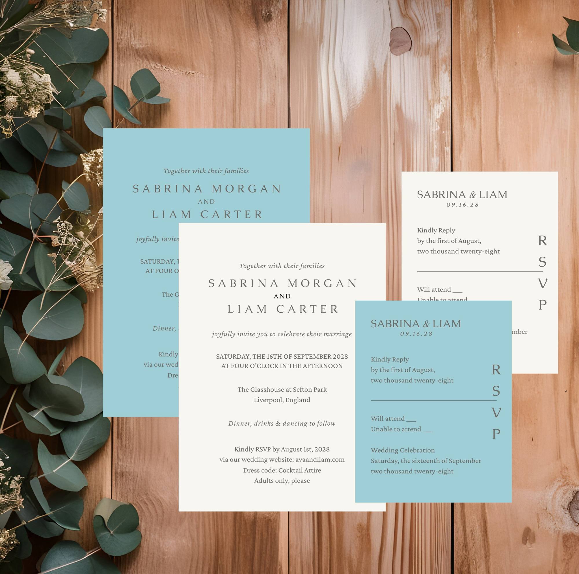 Ecru Minimalist Invitation Set| Editable Wedding Invites | Digital Downloads