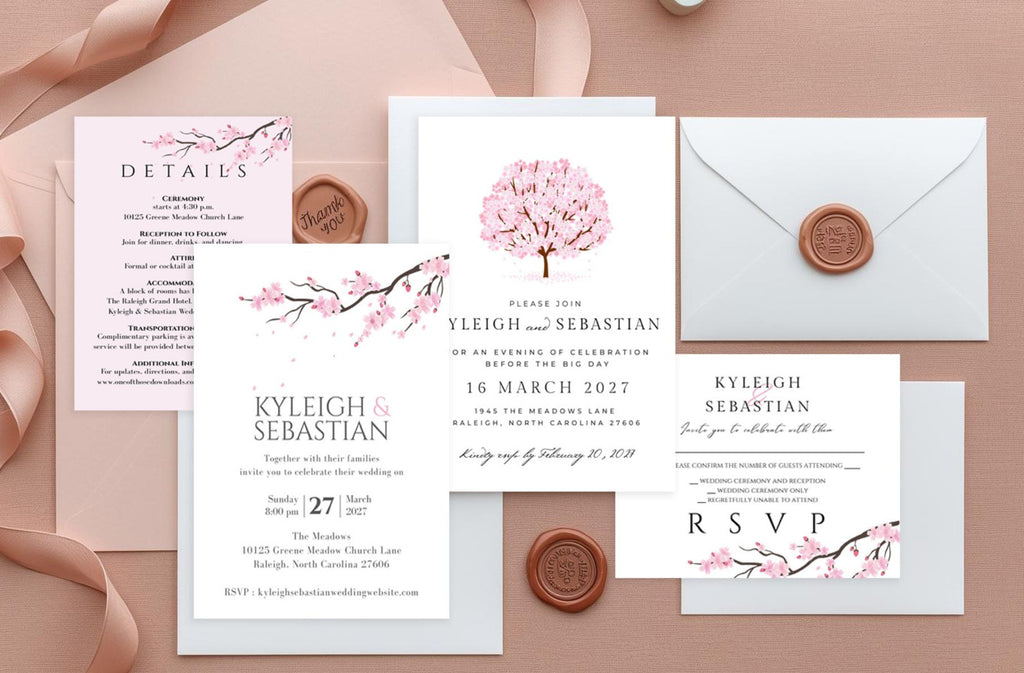Cherry Blossom Invitation Template | Printable Invitation | RSVP | Downloads