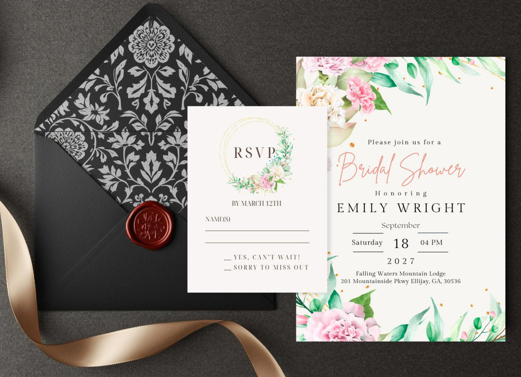 Floral Wreath Wedding Invitation | Printable Template