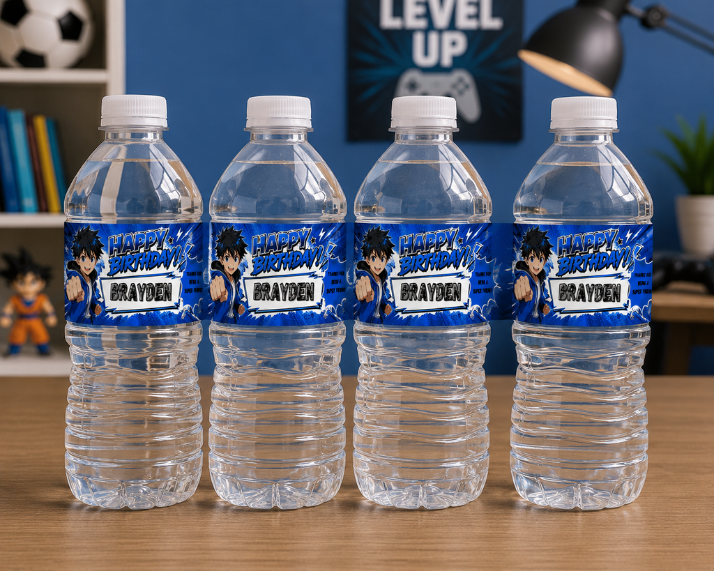 Anime Boy Water Bottle Label Template | Digital Download