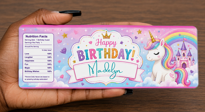 Unicorn Birthday Water Bottle Label Template | Digital Download