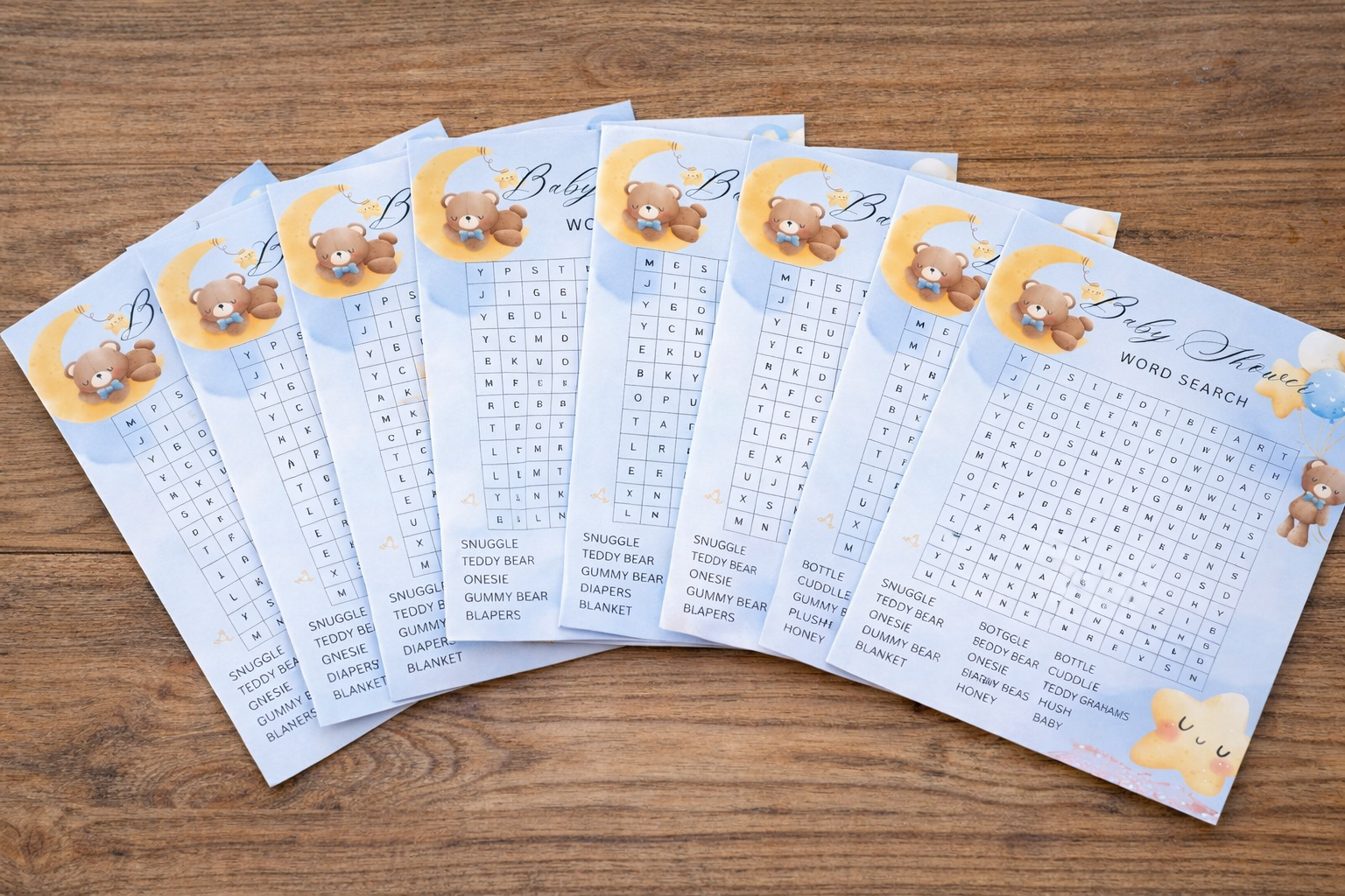Teddy Bear Word Search | Baby Shower Games | Digital Download