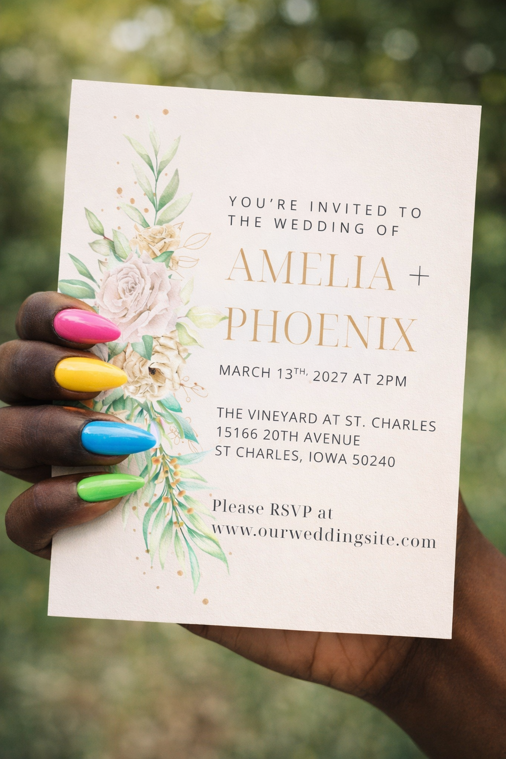 Rustic Flowers Wedding Invitation | Editable Template| Instant Download