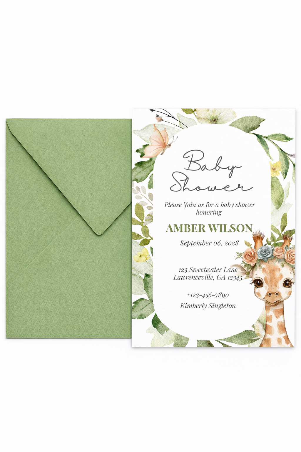 Giraffe Baby Shower Invitation | Instant Download