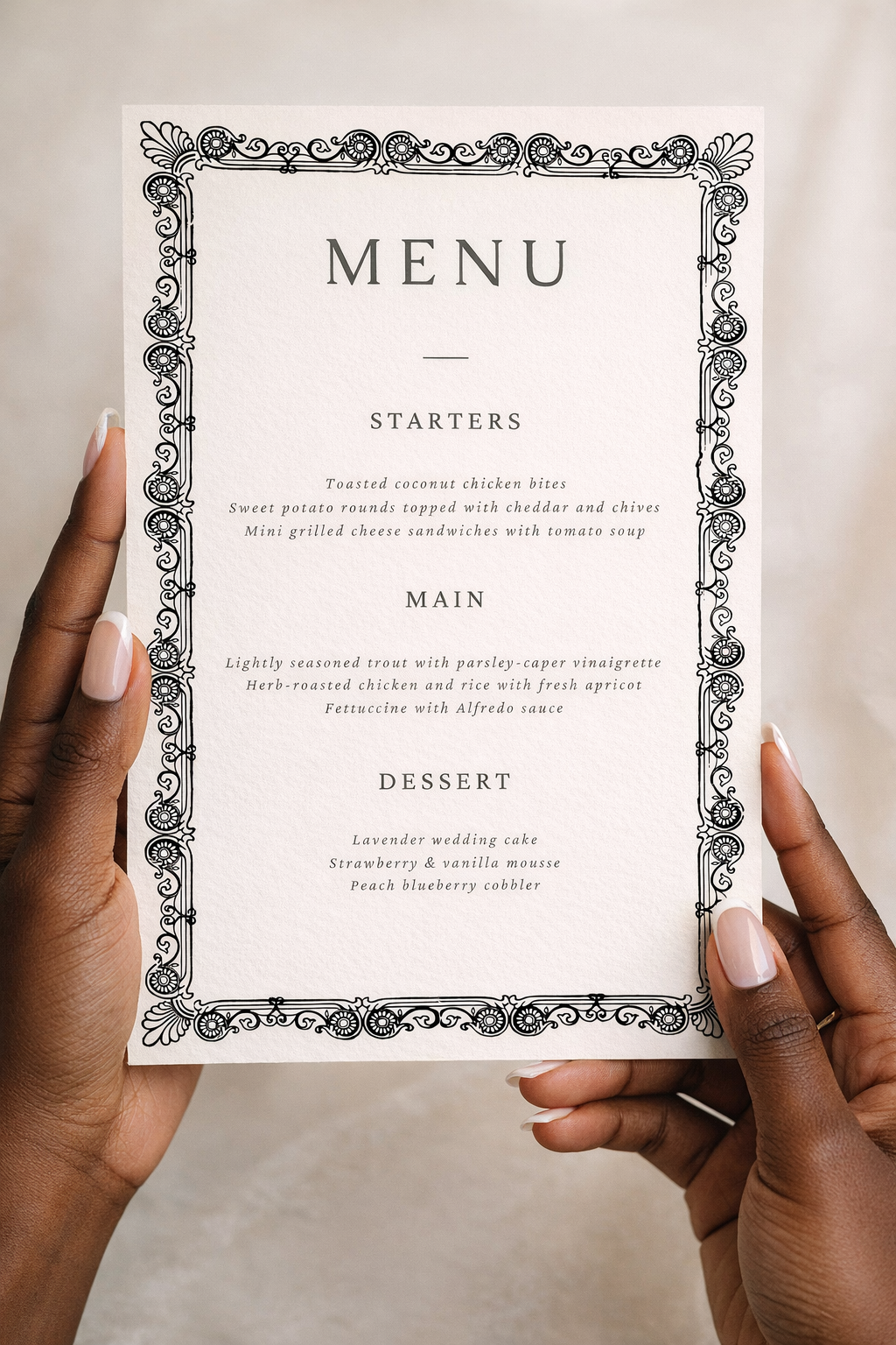 Black and White Frame Menu | Digital Download