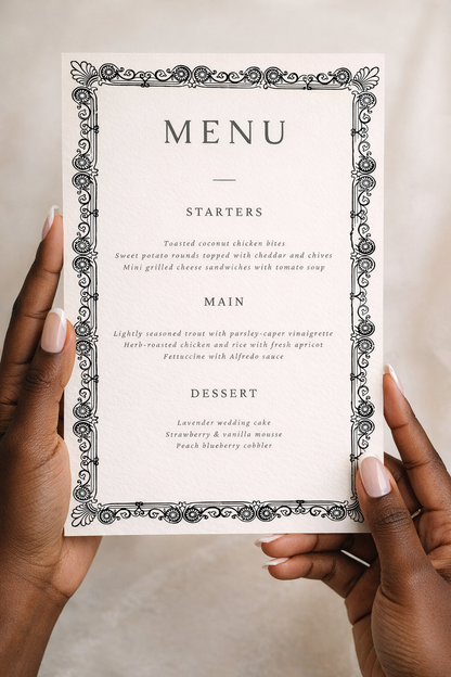 Black and White Frame Menu | Digital Download
