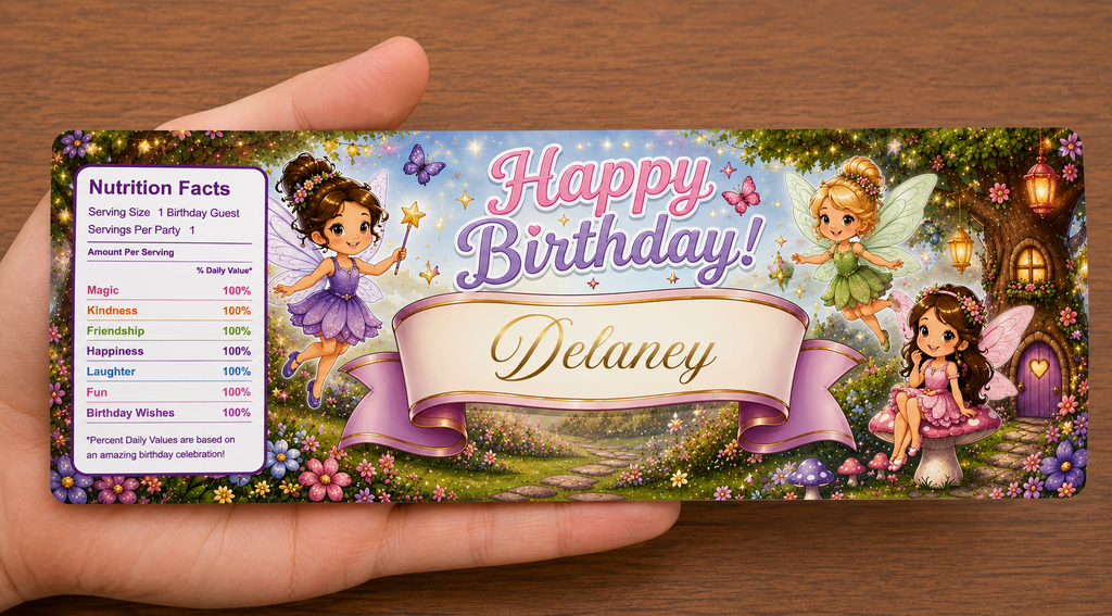 Fairy Birthday Water Bottle Label Template 2 | Digital Download
