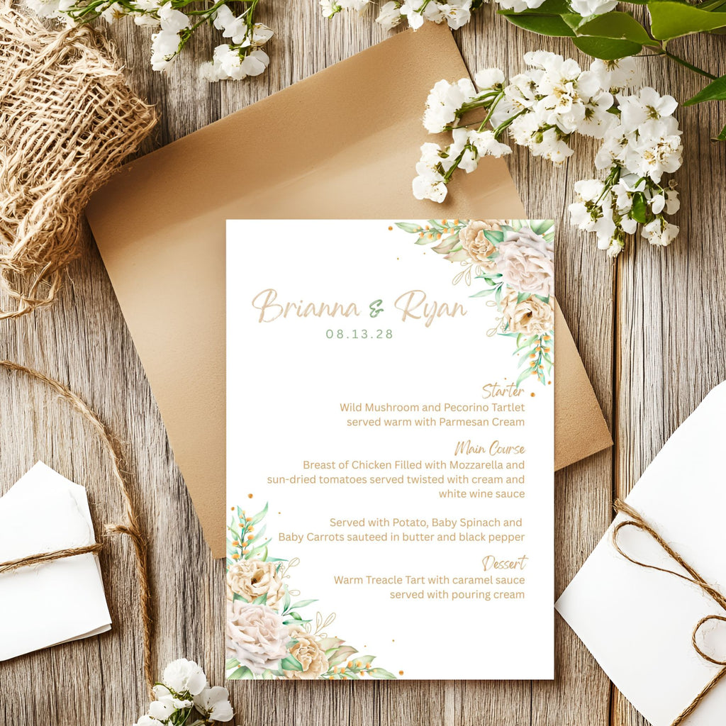 Editable Menu Template | Pastel Flowers | Digital Download