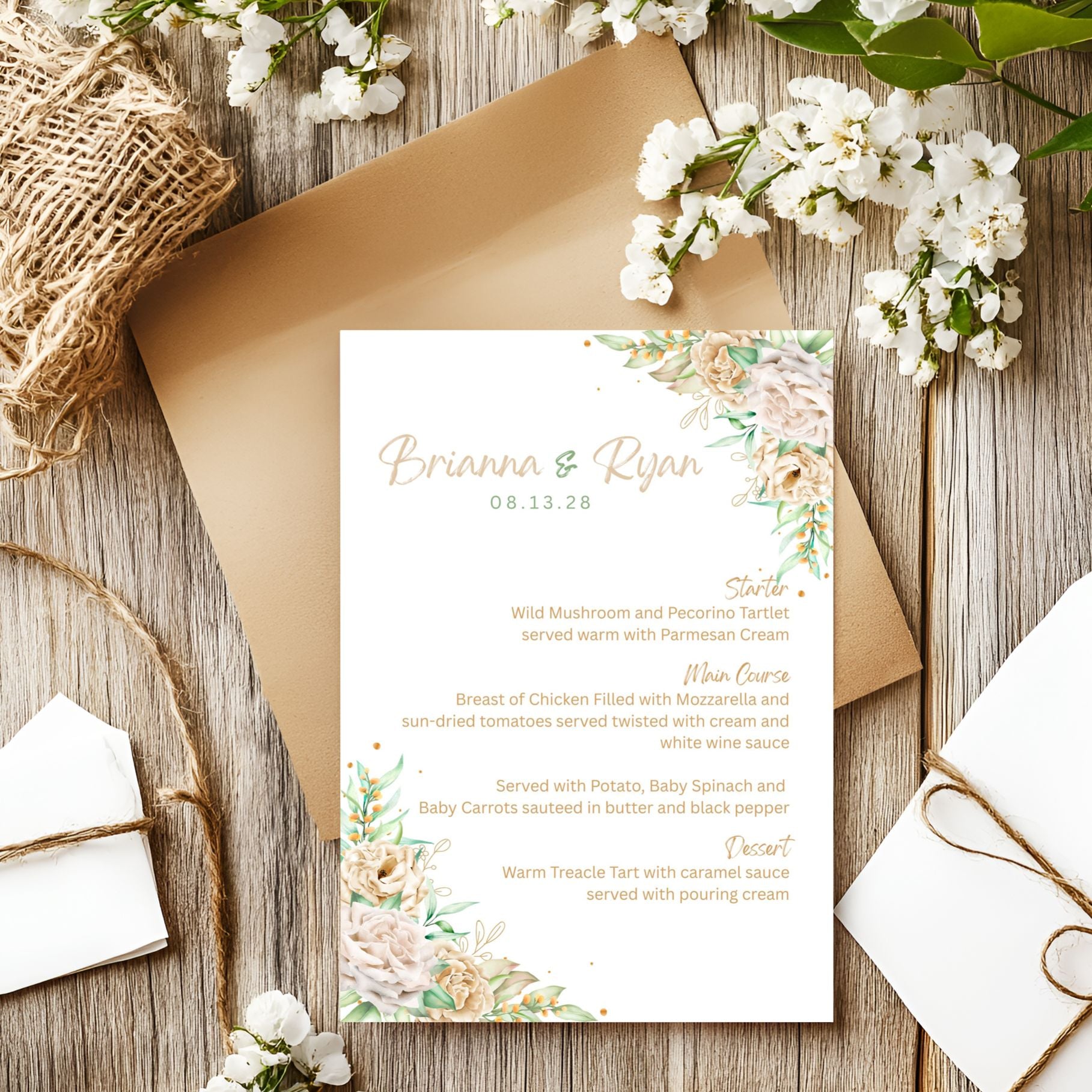 Editable Menu Template | Pastel Flowers | Digital Download