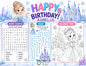 Ice Princess & Castle Activity Sheet Template | Editable in Canva | 8.5" x 11" Digital Download