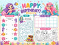Mermaid Birthday Activity Sheet Template #3 | Editable in Canva | 8.5" x 11" Digital Download