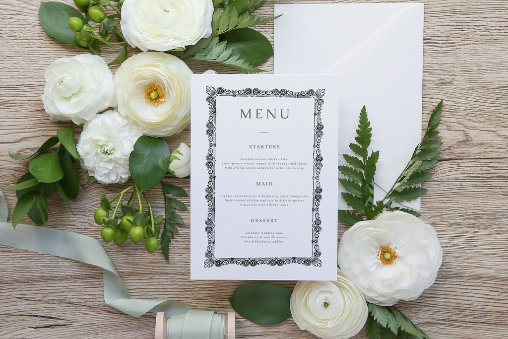 Black and White Frame Menu | Digital Download