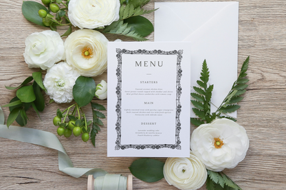 Black and White Frame Menu | Digital Download