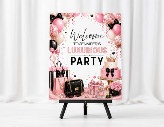 Fashion Theme Birthday Welcome Sign Template | Editable in Canva | 18" x 24" Digital Download