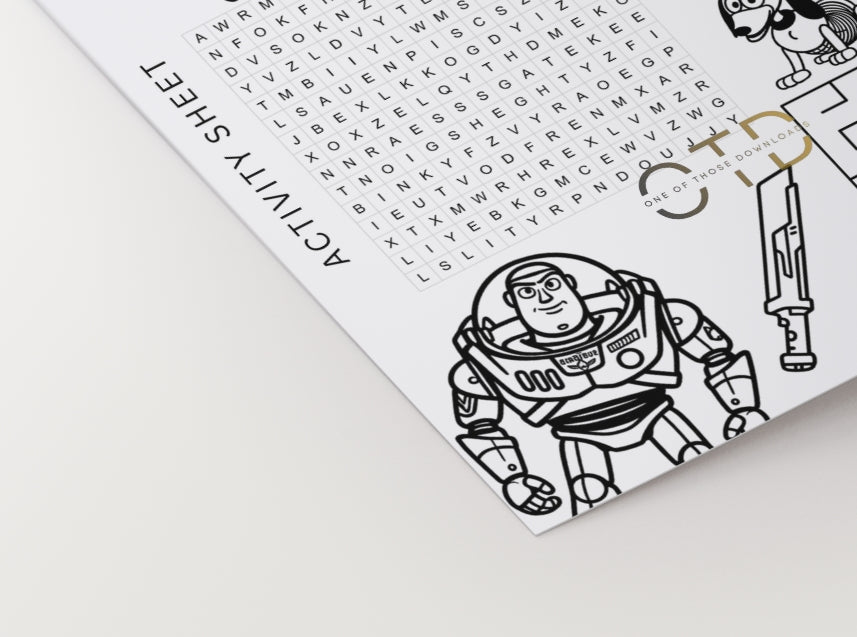 Toy Story Birthday Party Activity Sheet | Instant Download
