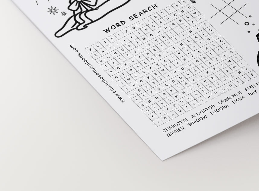 Disney Princess and the Frog Birthday Party Activity Sheet | Instant Download
