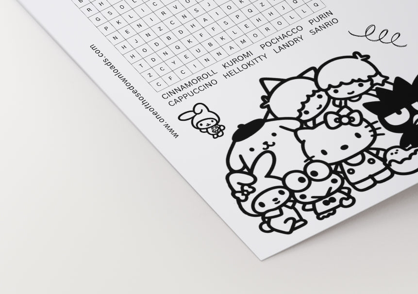 Hello Kitty Birthday Party Activity Sheet | Instant Download