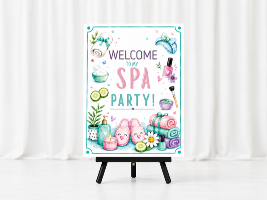Spa Birthday Welcome Sign Template | Editable in Canva | 18" x 24" Digital Download