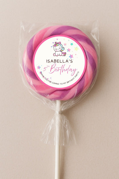 Unicorn Circle Favor Sticker Label | Instant Download
